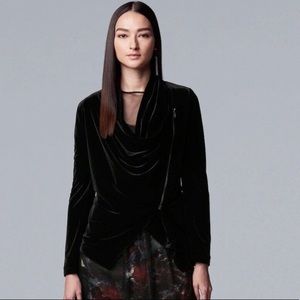 NWT Vera Wang Asymmetrical Velvet Flyaway Jacket